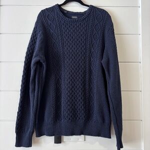 Buffalo David Bitton men's 100% cotton navy crew neck cable knit sweater sz XXL